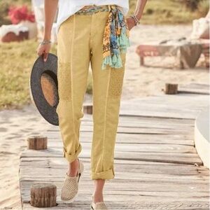 Sundance Yellow Femme Voyager Cotton Linen Pants 4